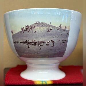 Large LA Huffman Western Cattle Drive Footed Fruit Chip Bowl Cowboy Kitchen